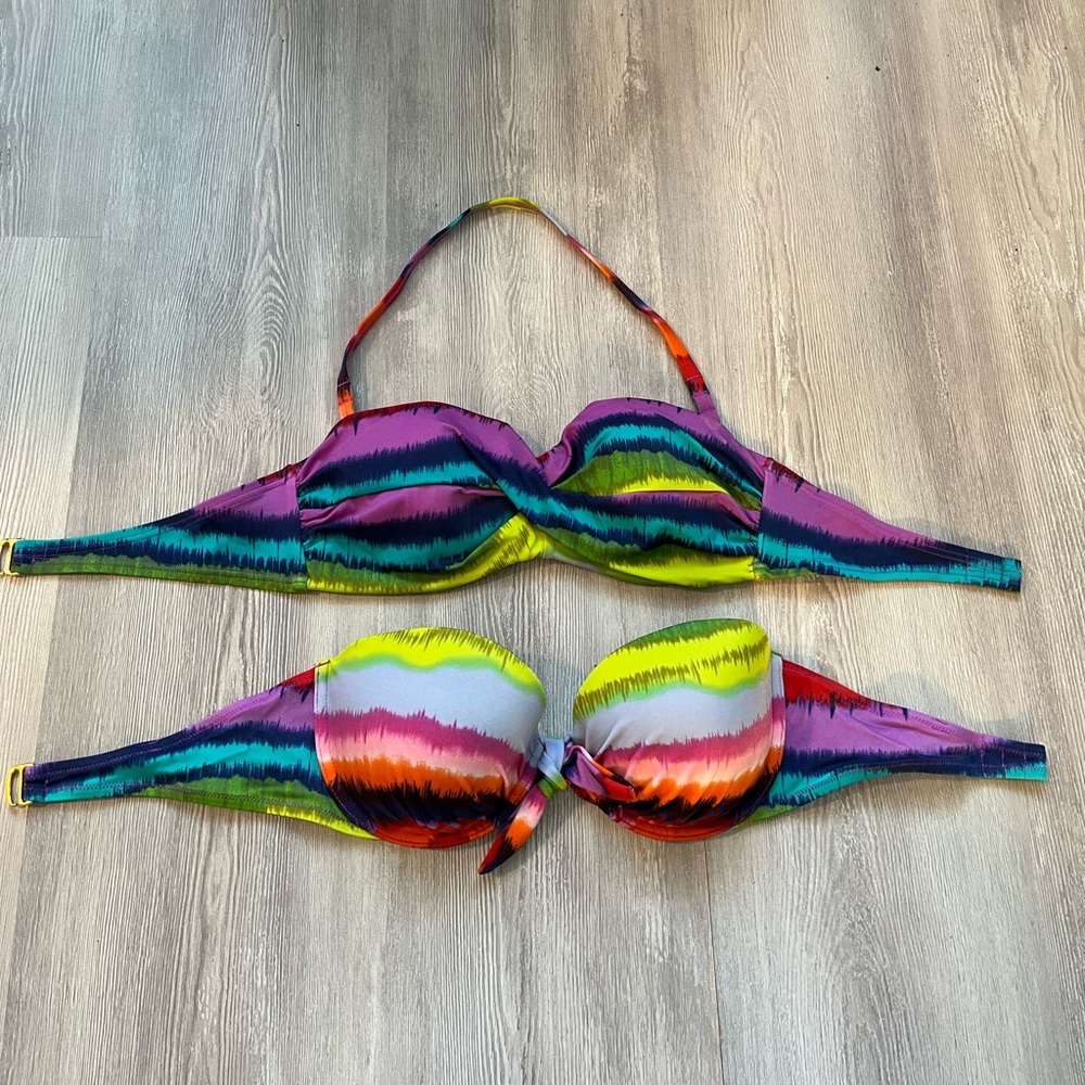 Victoria’s Secret rainbow striped bandeau bikini tops
